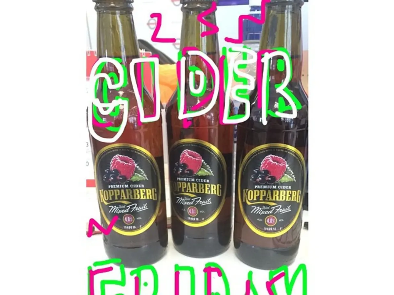 In this picture i could see some bottles filled with drink in it and some graphically written as...